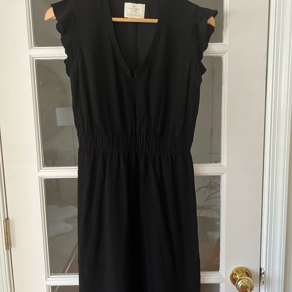 Kate Spade Black Flutter Sleeve Crepe Dress - size 2 - Picture 3 of 8